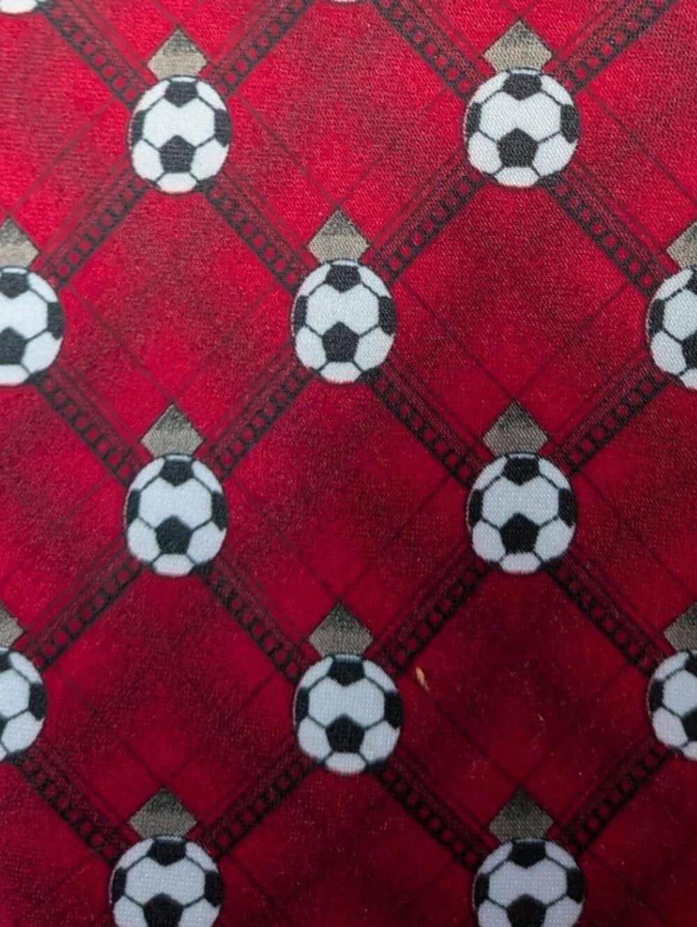 Parquet Red White Black Allover Soccer Ball Futbol Sports Pattern Men's Necktie